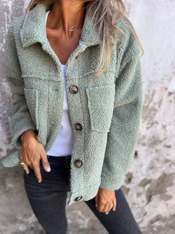 Zoe™ - Chaqueta corta de lana elegante con solapa