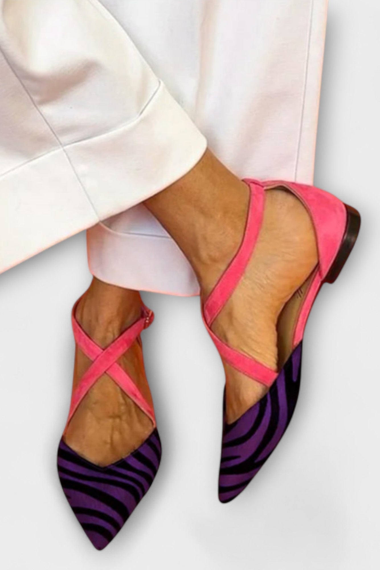 Bailarinas Fenna con Estampado de Cebra y Tiras Cruzadas