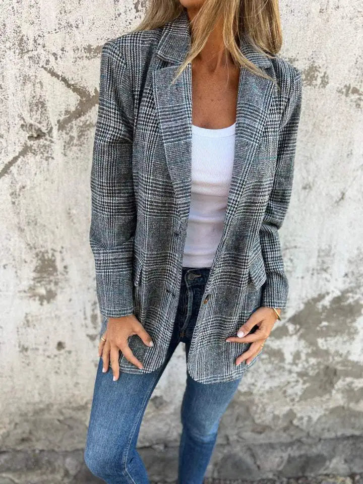 Amelia™ - Blazer Casual a Cuadros con Solapa