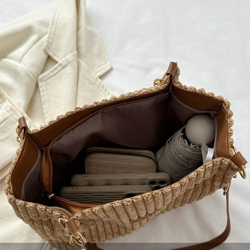 Layla™ - Elegante Bolsa Tote de Terciopelo Acanalado