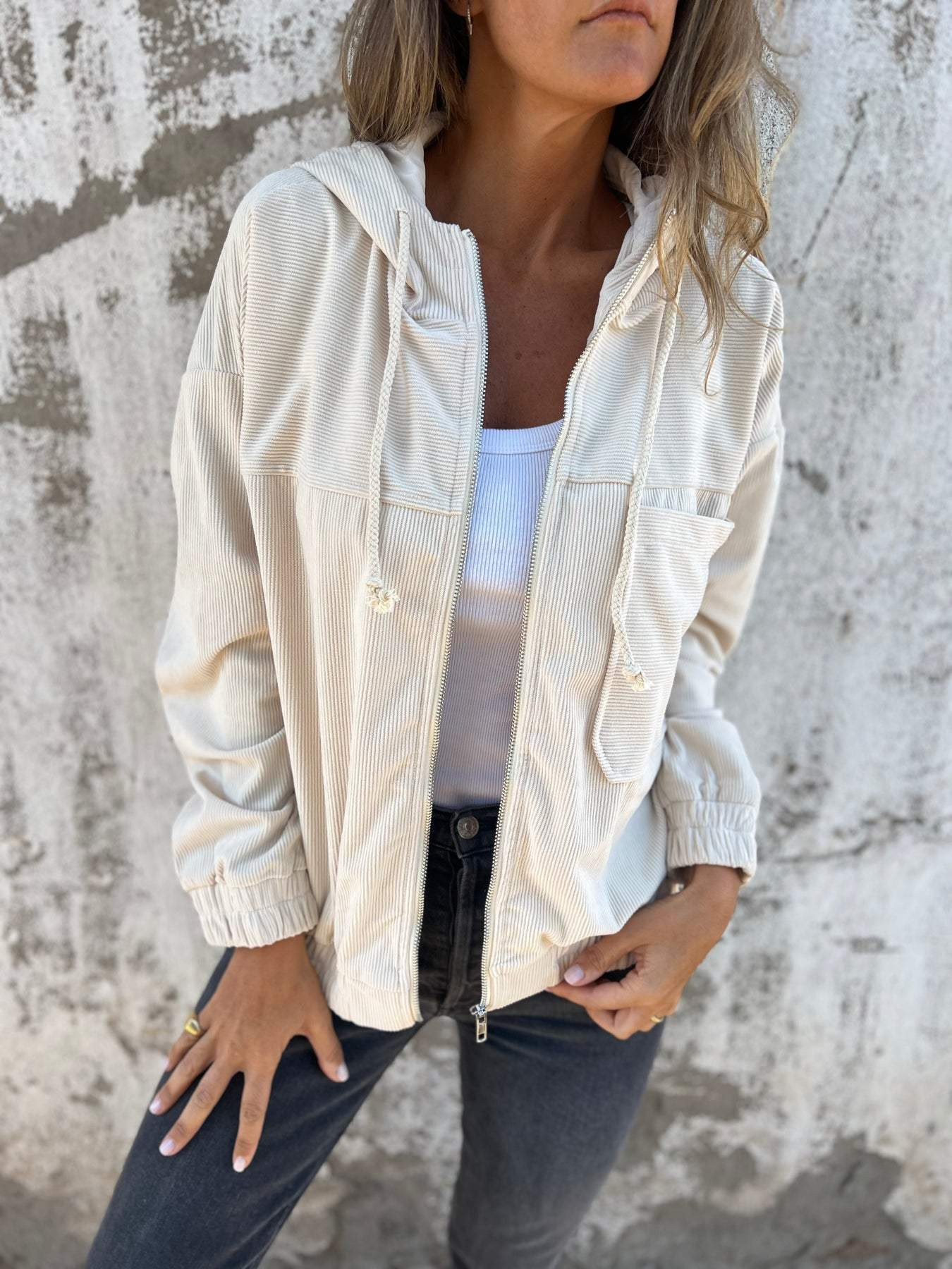 Grace™ - Chaqueta de Corduroy Cómoda y Casual con Capucha y Cremallera