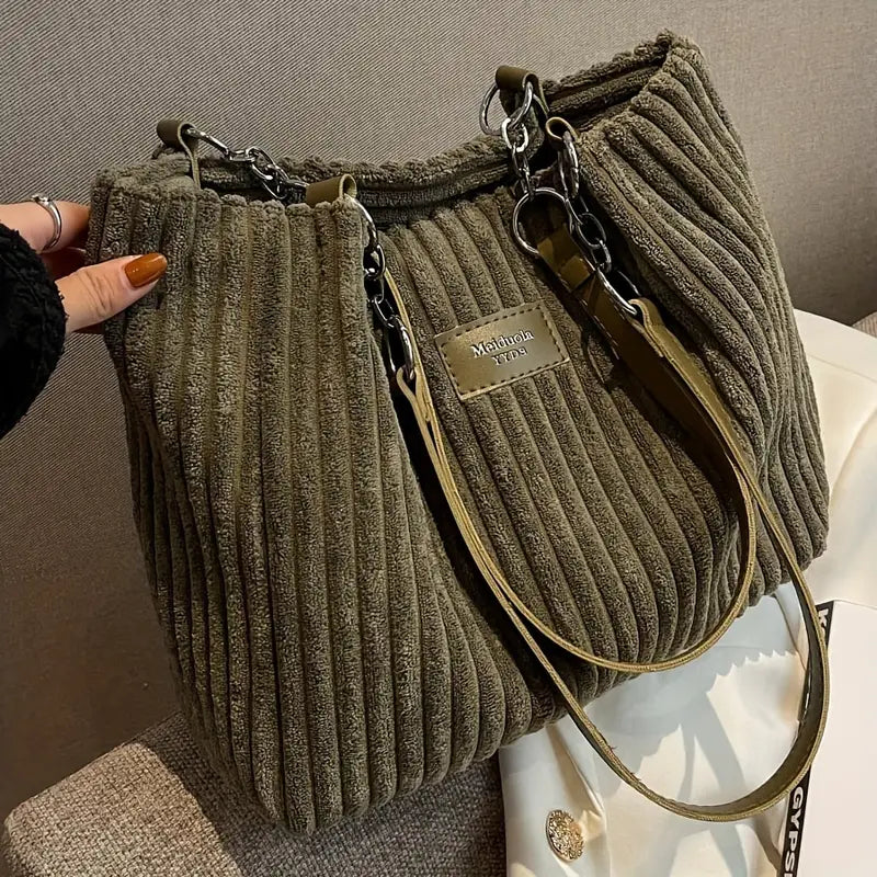 Layla™ - Elegante Bolsa Tote de Terciopelo Acanalado