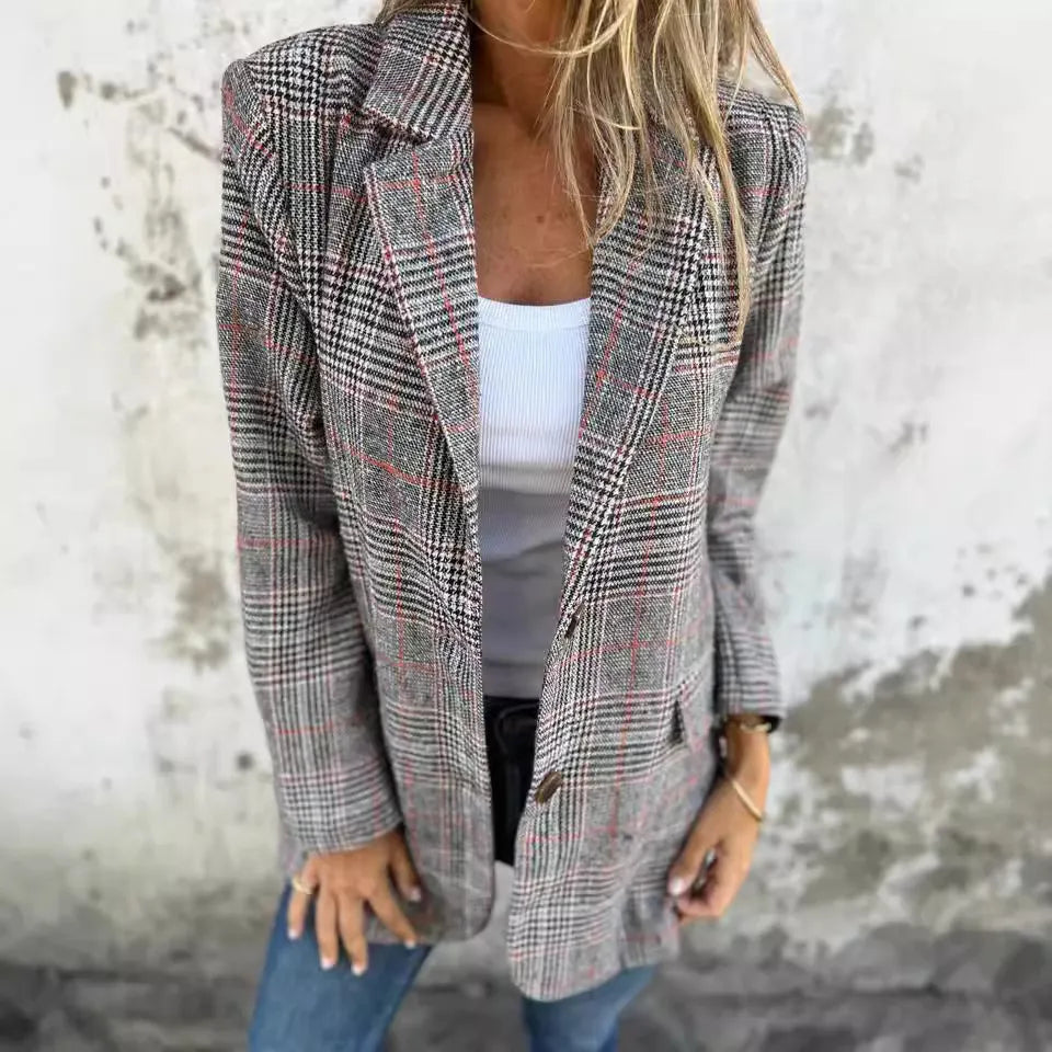 Amelia™ - Blazer Casual a Cuadros con Solapa