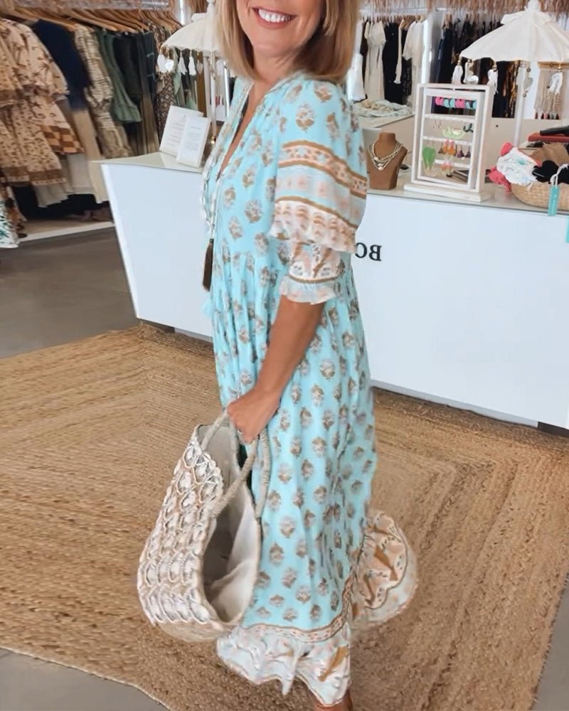 Mana | Vestido Floral V-Cuello Chic