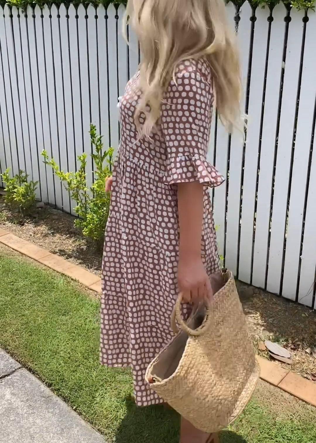Zora | Vestido midi de manga corta Sable