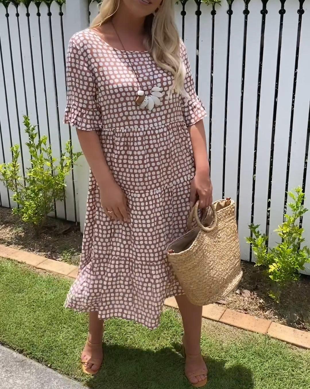 Zora | Vestido midi de manga corta Sable