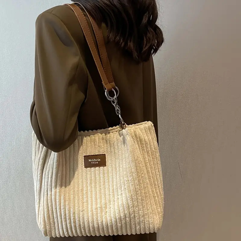 Layla™ - Elegante Bolsa Tote de Terciopelo Acanalado