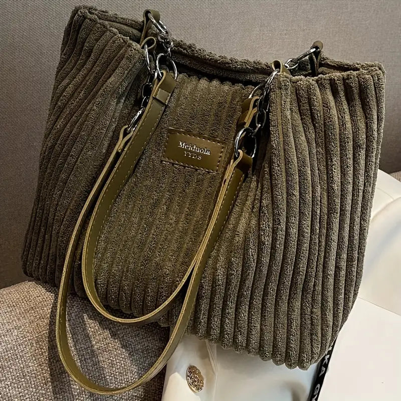Layla™ - Elegante Bolsa Tote de Terciopelo Acanalado