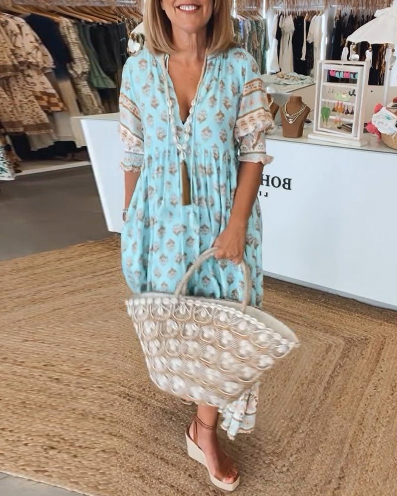 Mana | Vestido Floral V-Cuello Chic