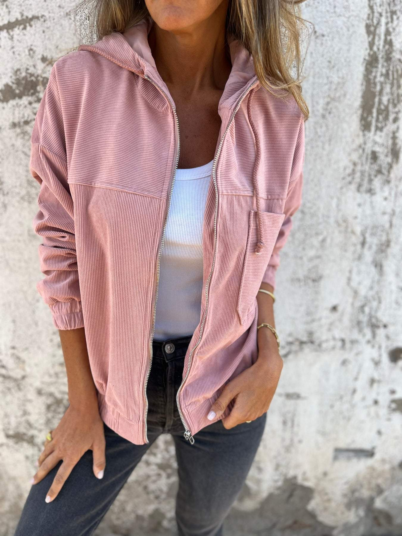 Grace™ - Chaqueta de Corduroy Cómoda y Casual con Capucha y Cremallera