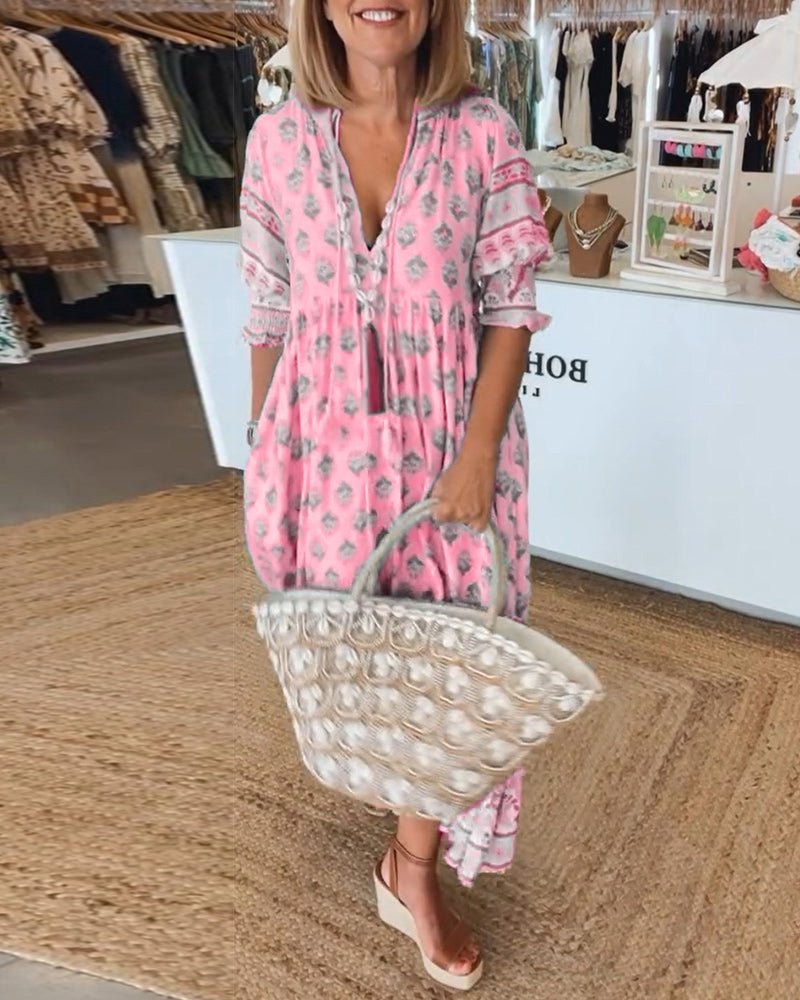 Mana | Vestido Floral V-Cuello Chic