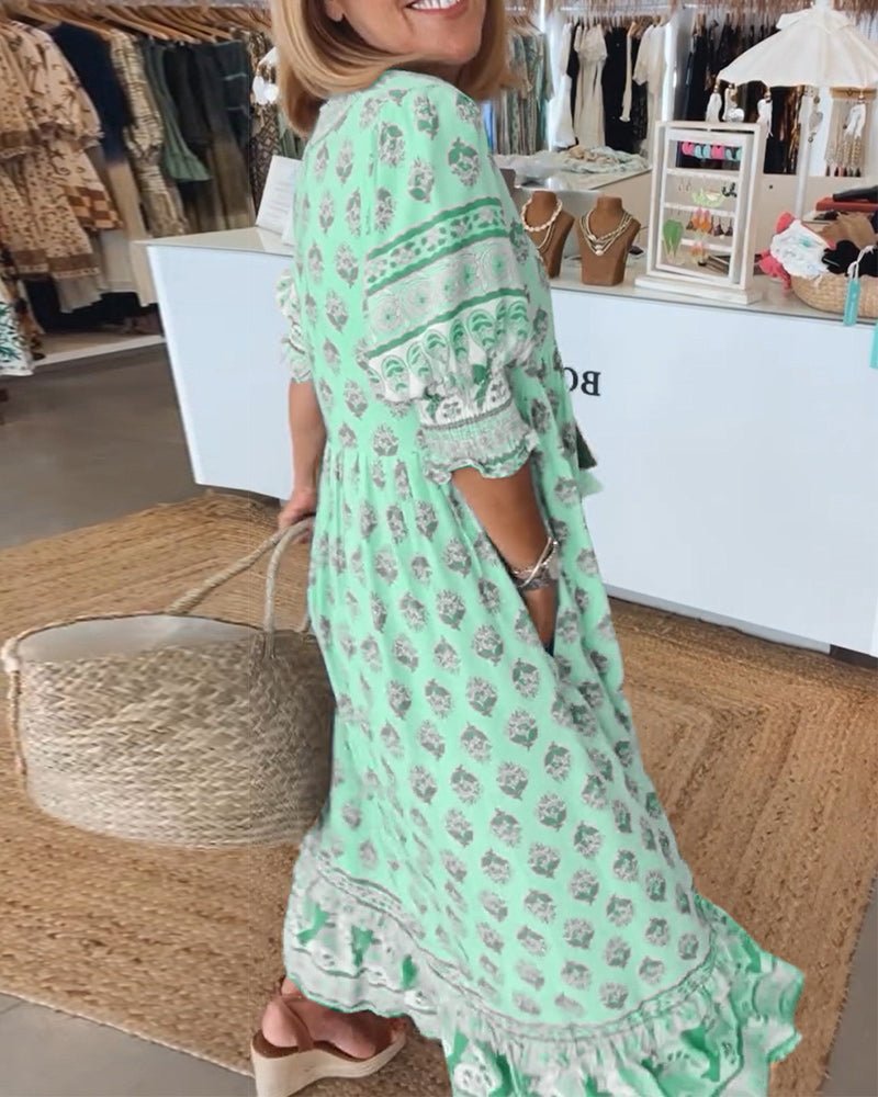 Mana | Vestido Floral V-Cuello Chic