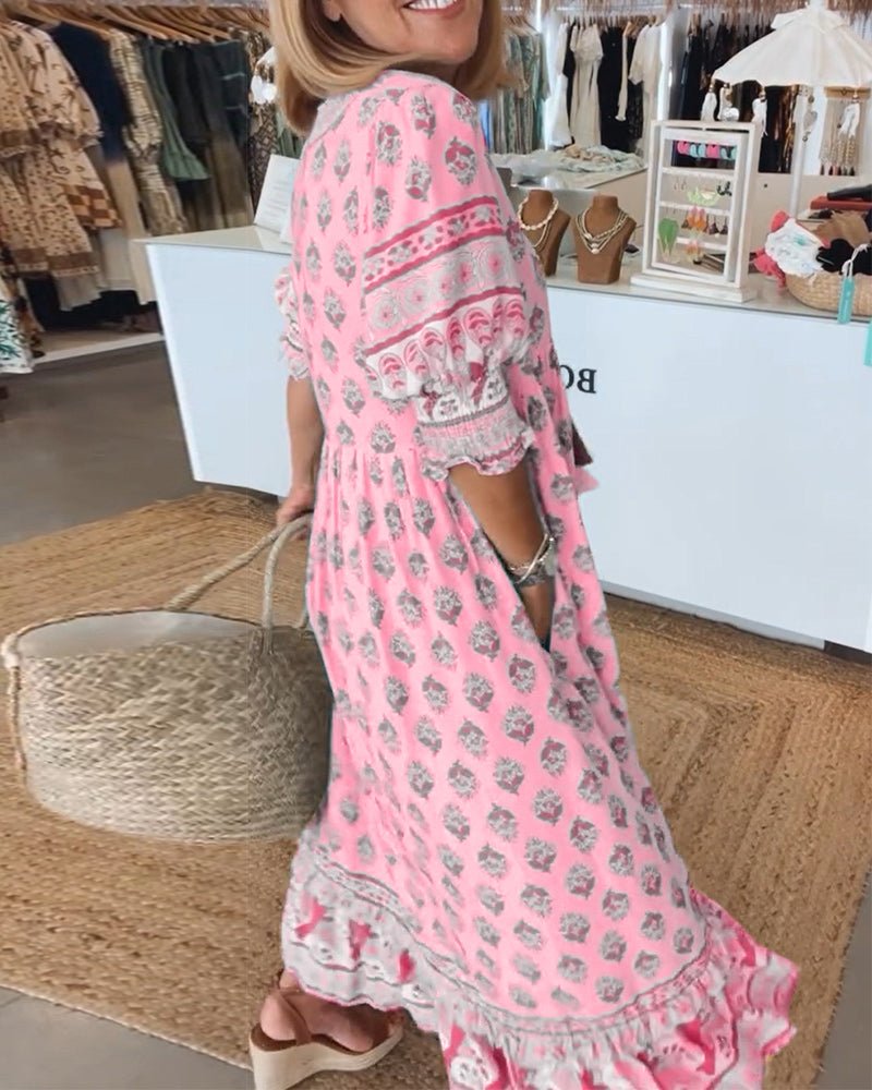 Mana | Vestido Floral V-Cuello Chic