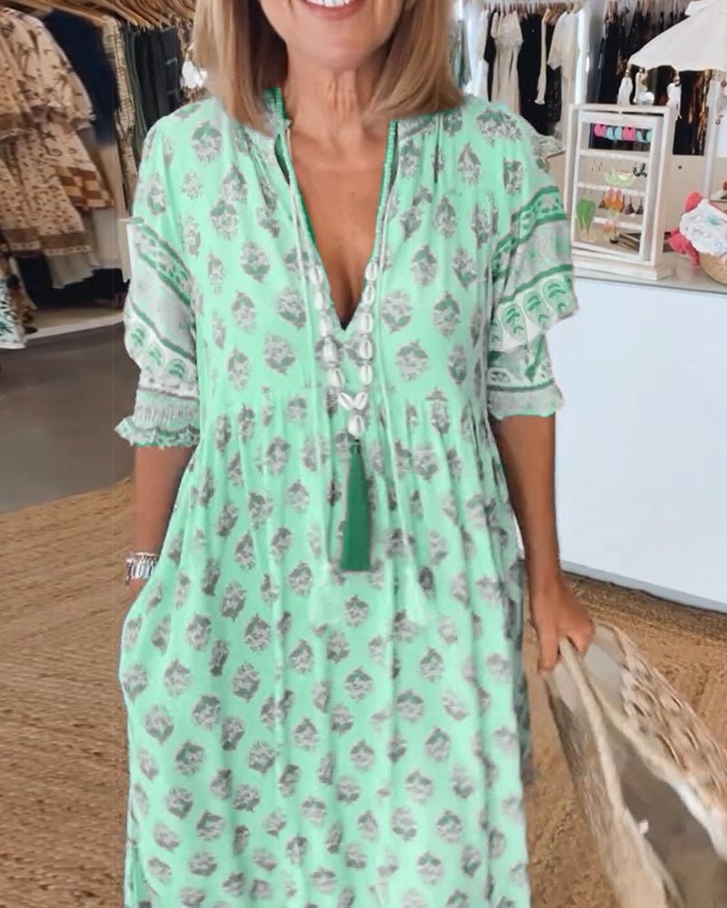 Mana | Vestido Floral V-Cuello Chic