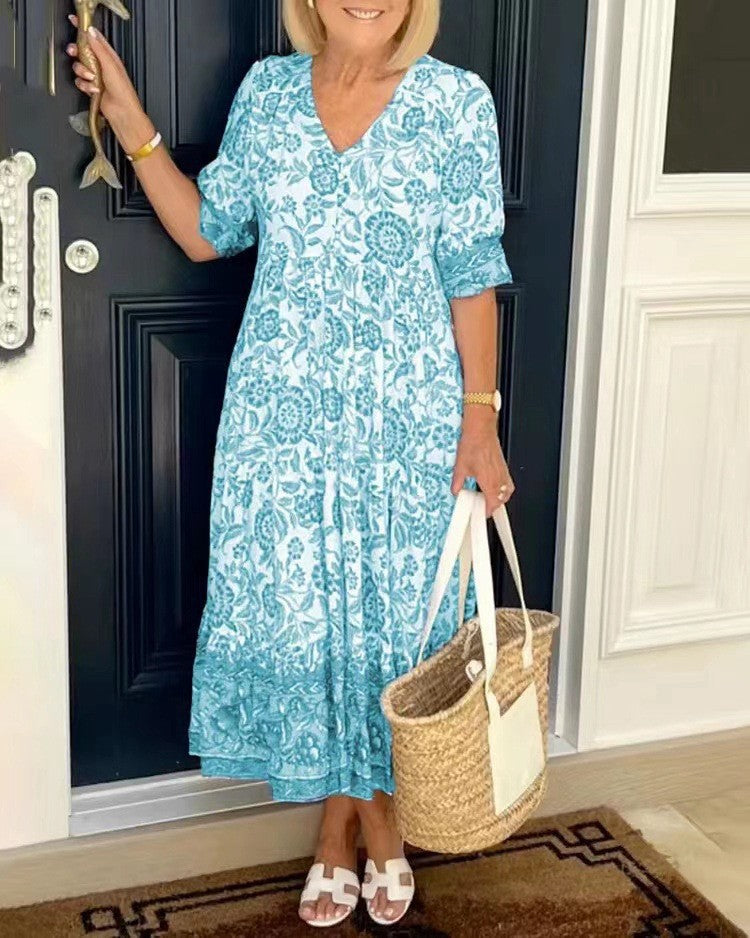 Keisha | Vestido Floral Elegante con Escote en V