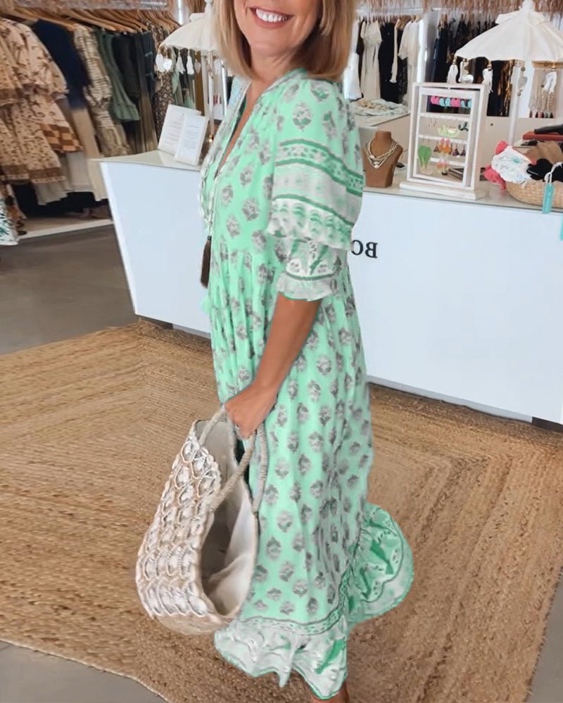 Mana | Vestido Floral V-Cuello Chic