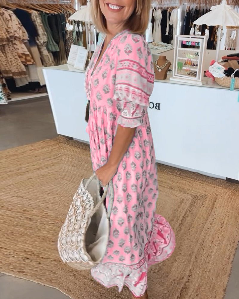 Mana | Vestido Floral V-Cuello Chic