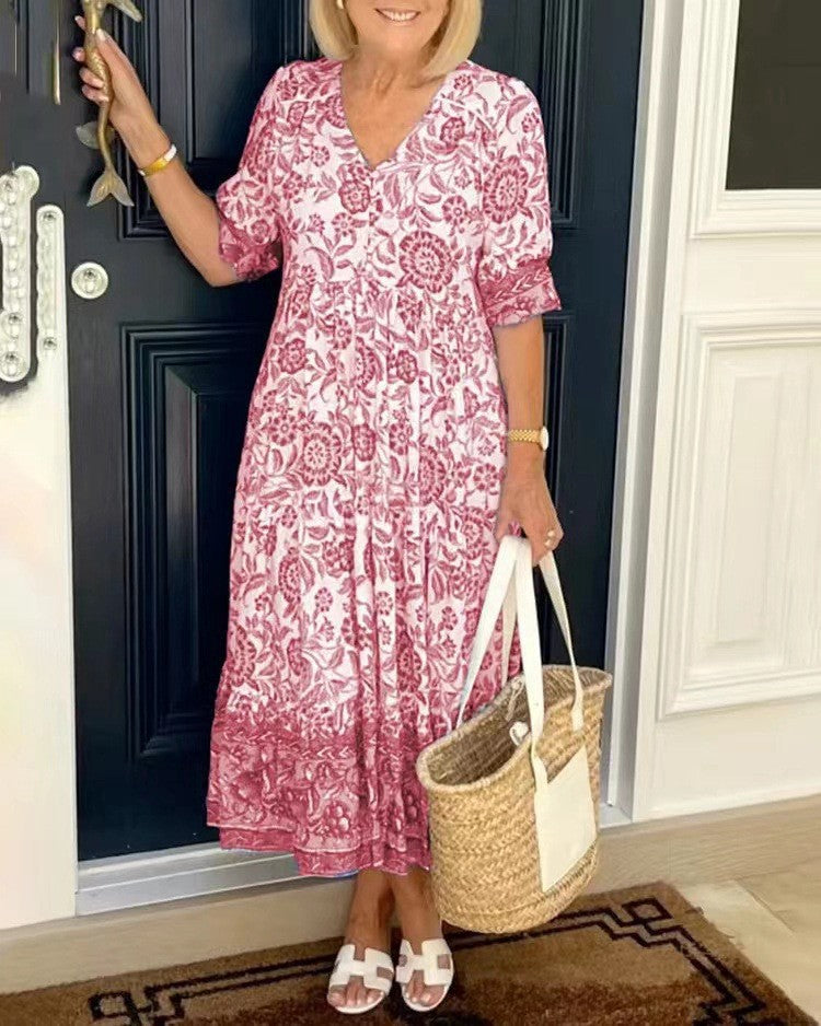 Keisha | Vestido Floral Elegante con Escote en V
