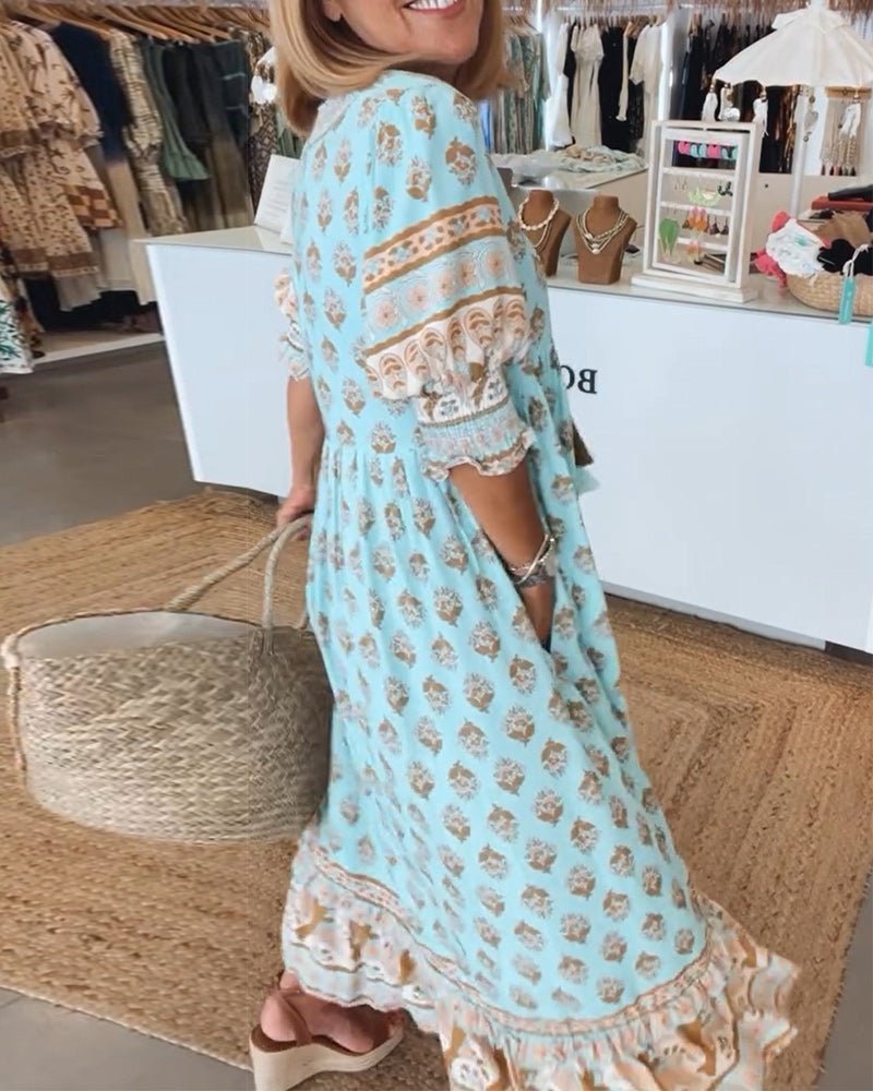 Mana | Vestido Floral V-Cuello Chic