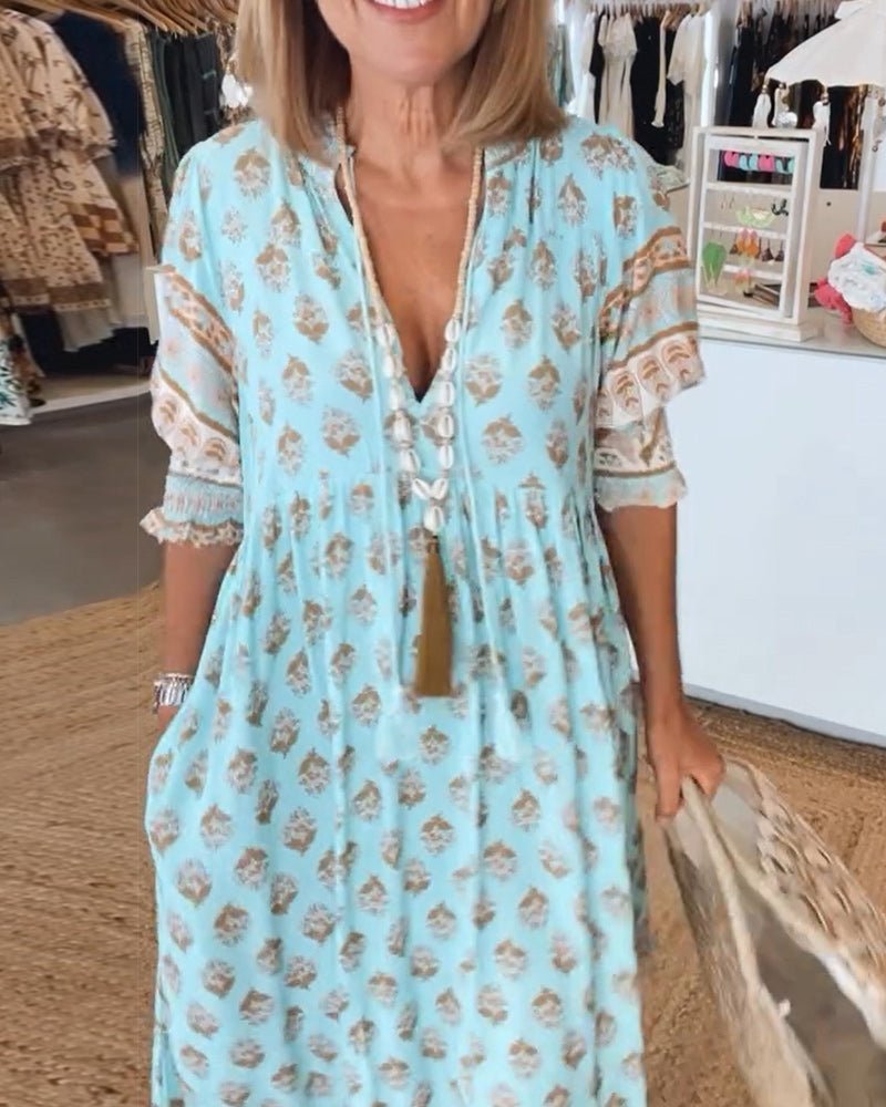 Mana | Vestido Floral V-Cuello Chic