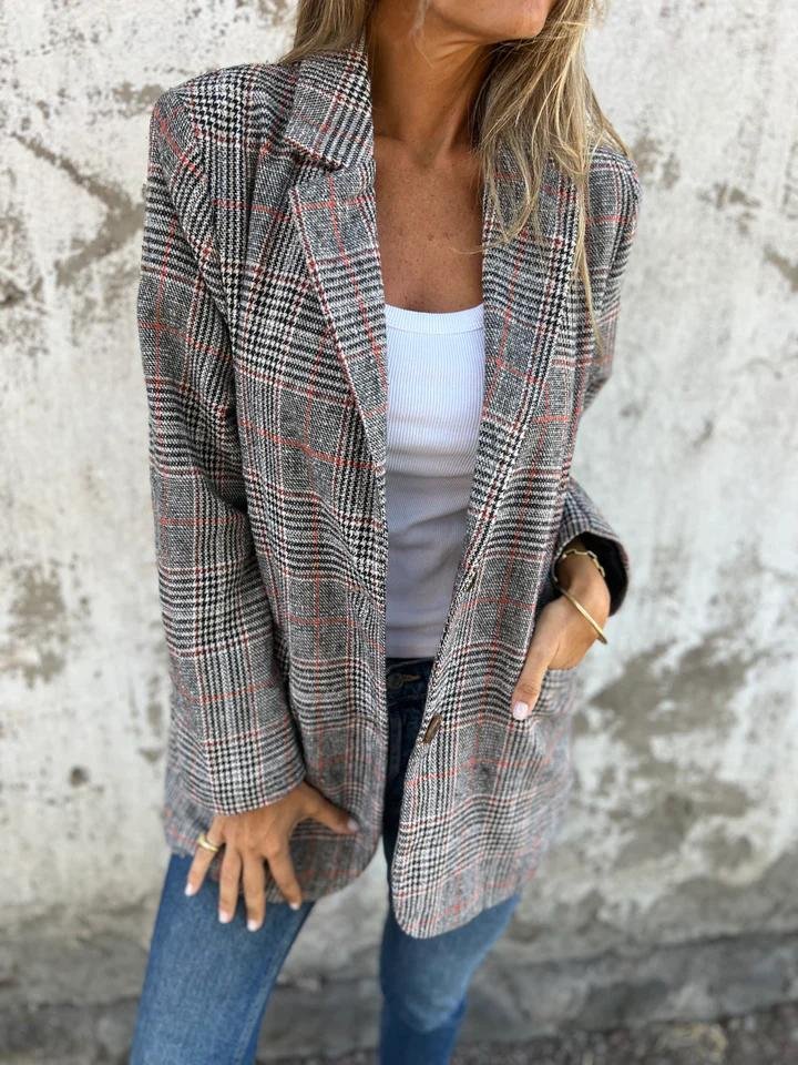 Amelia™ - Blazer Casual a Cuadros con Solapa