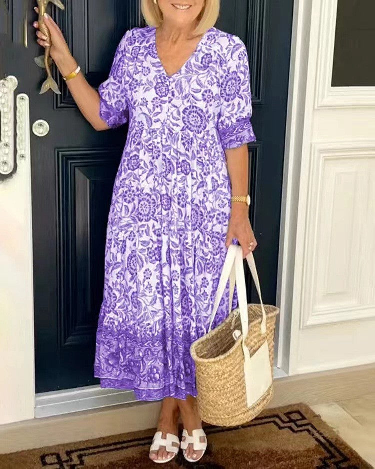 Keisha | Vestido Floral Elegante con Escote en V