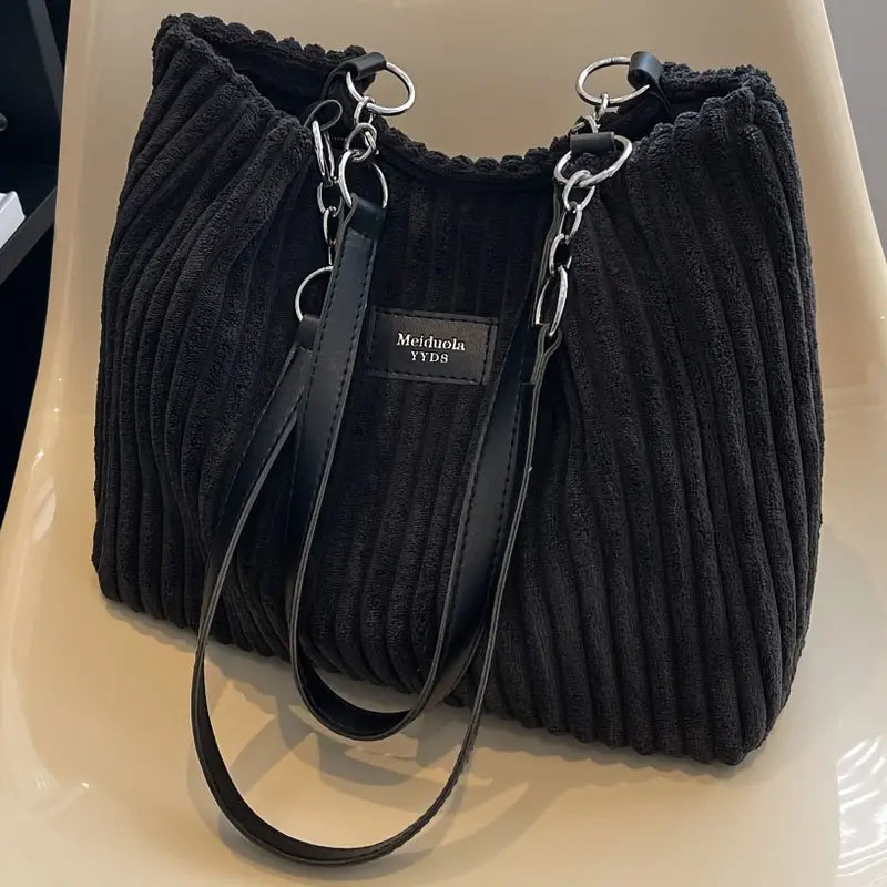 Layla™ - Elegante Bolsa Tote de Terciopelo Acanalado