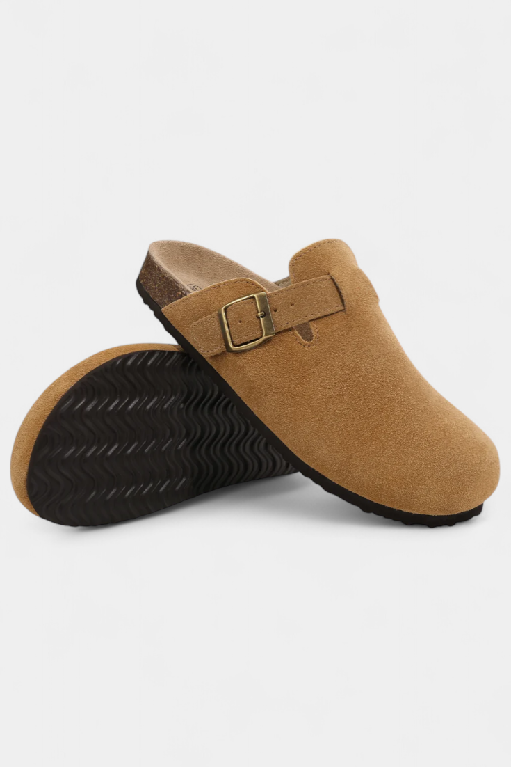 Aubree Zuecos Unisex de Gamuza con Hebilla Ajustable