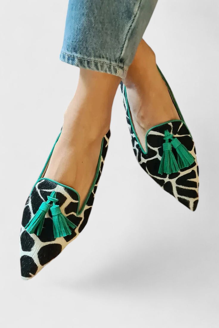 Mocasines Fermina Elegantes con Punta Afilada y Diseño Bicolor