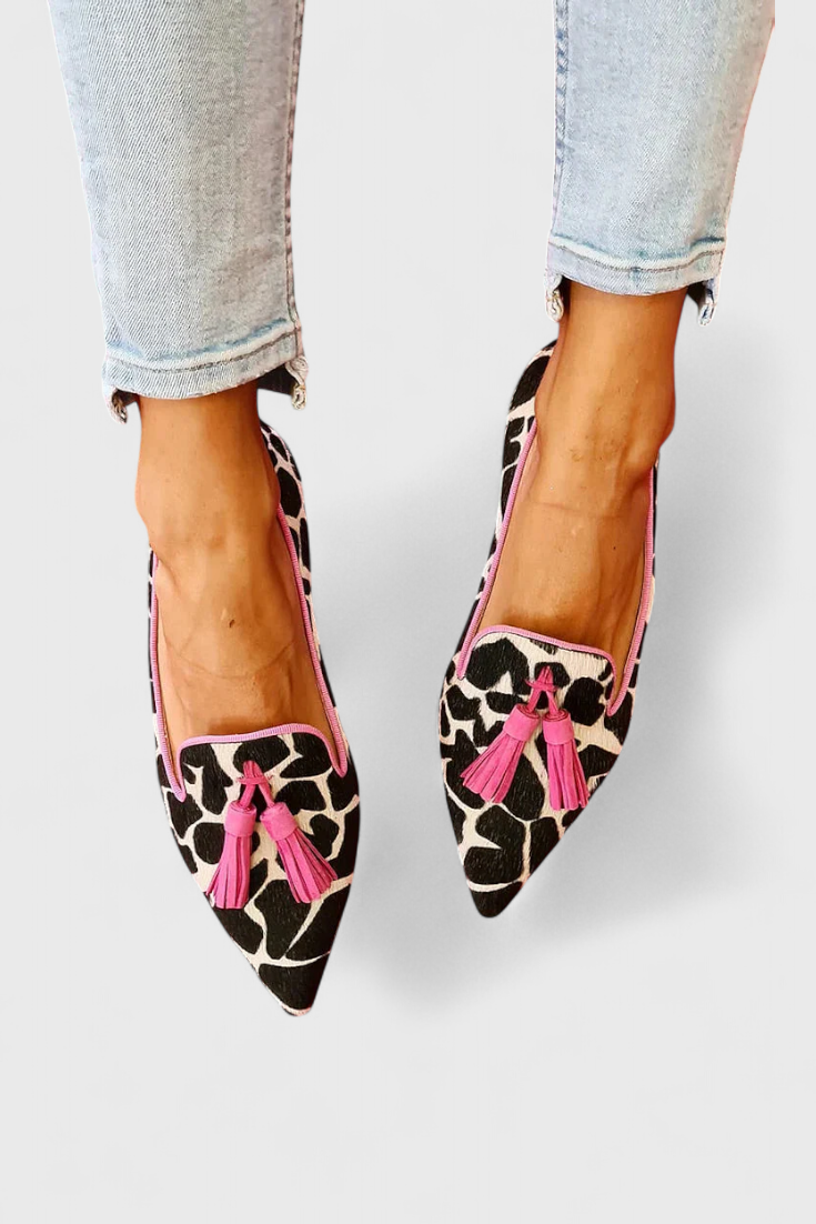 Mocasines Fermina Elegantes con Punta Afilada y Diseño Bicolor