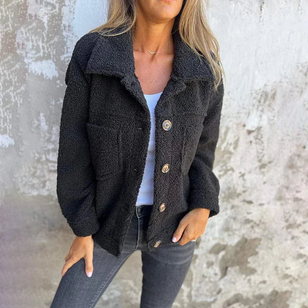 Zoe™ - Chaqueta corta de lana elegante con solapa